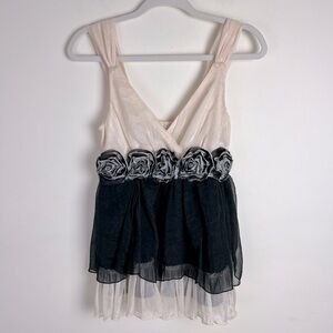 Rachael & Chloe | Vintage 90s Babydoll Fairy Rosette Flowy Sleeveless Top | M